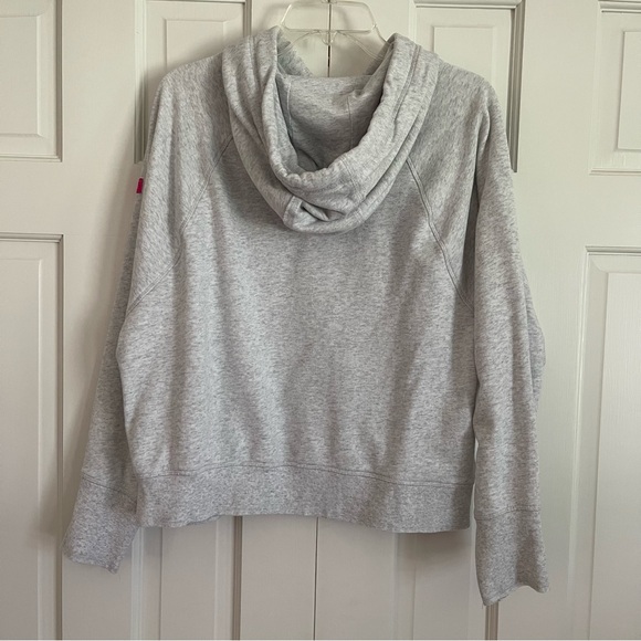 Calvin Klein Performance Light Heather Gray Hoodie with Pink Ombré Logo - Picture 2 of 5